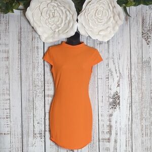 Orange Short Sleeve Bodycon Dress